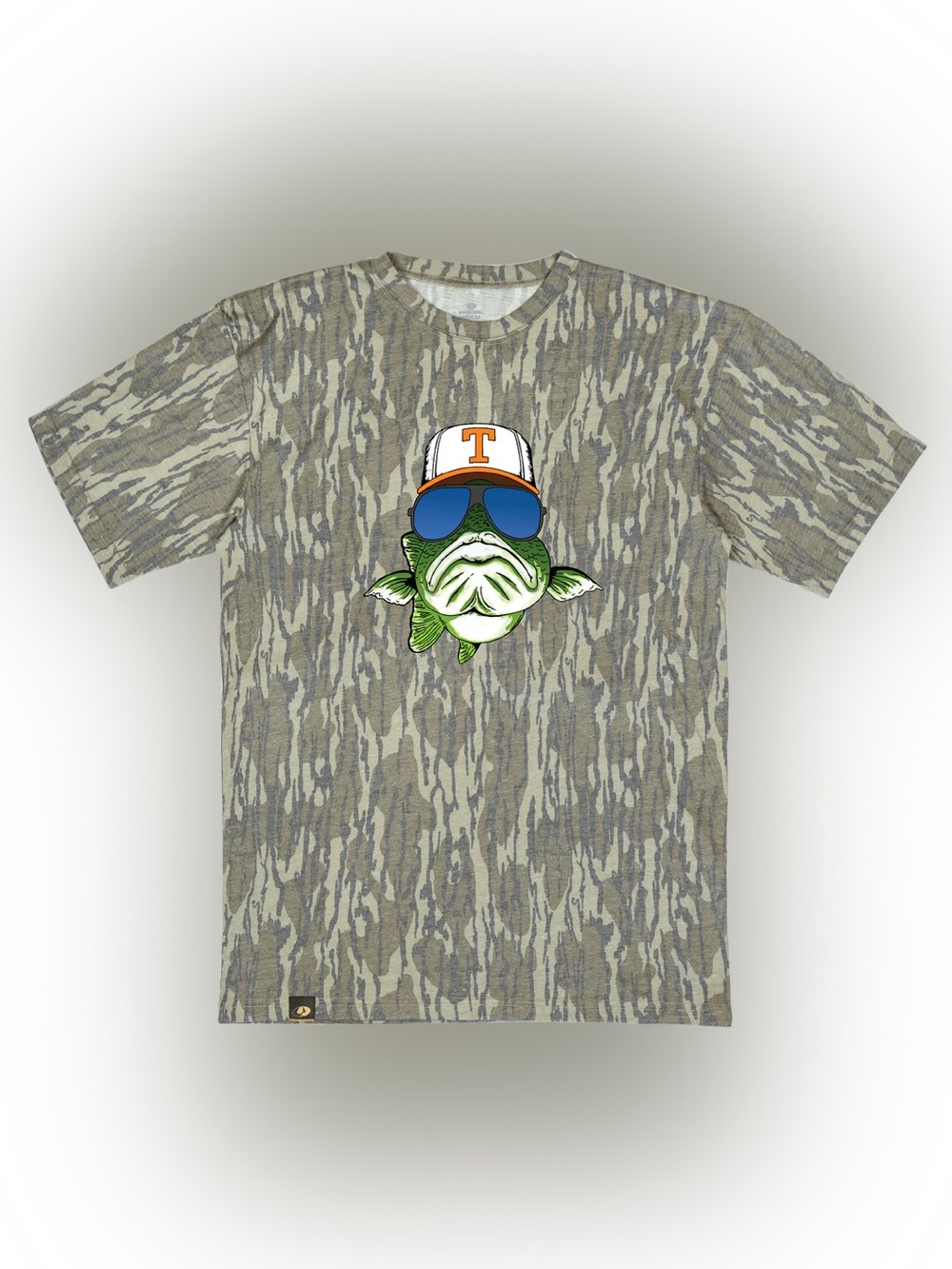 Mossy Oak Bill Dance Bass Tennessee Washed Out Tee Original Bottomland Camo XL